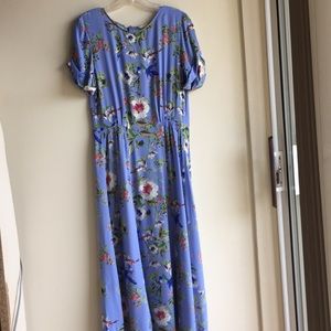 H&M blue multi floral print dress size 4